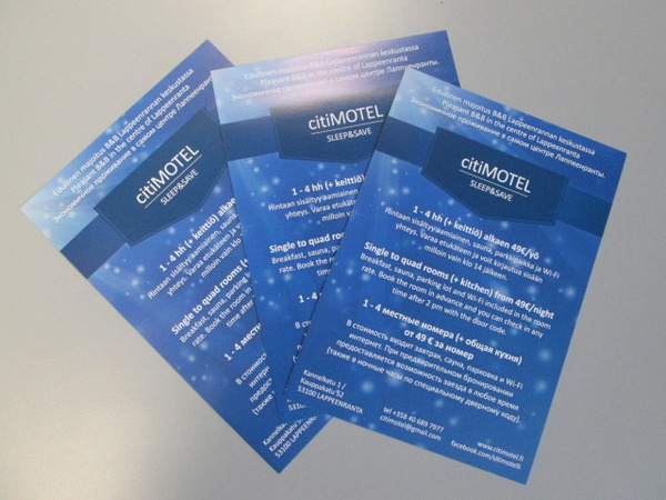 Kaksipuoliset A5 flyerit Citimotel